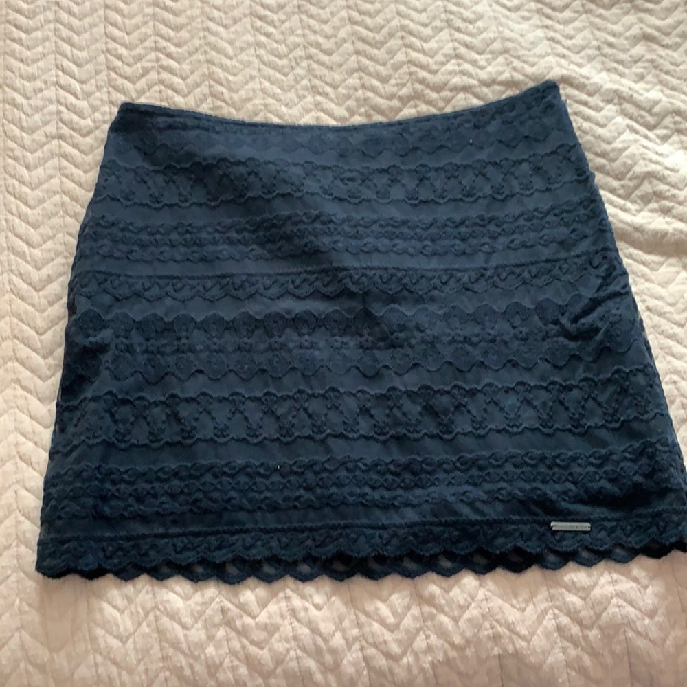 Navy lace mini skirt